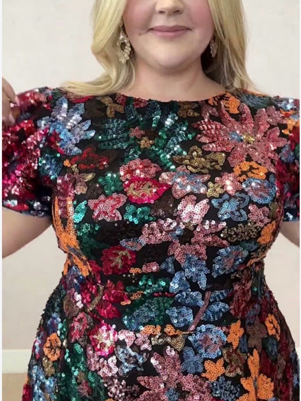 ✨ IVY CITY CO MULTICOLOR SEQUIN FLORAL DRESS 4X BLACK PARTY HOLIDAY